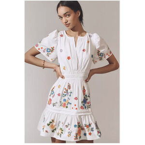 Anthropologie The Somerset Embroidered Mini Dress Large READ